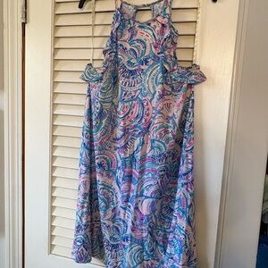 Lilly Pulitzer Pink, Blue & Teal Abstract Print Sundress